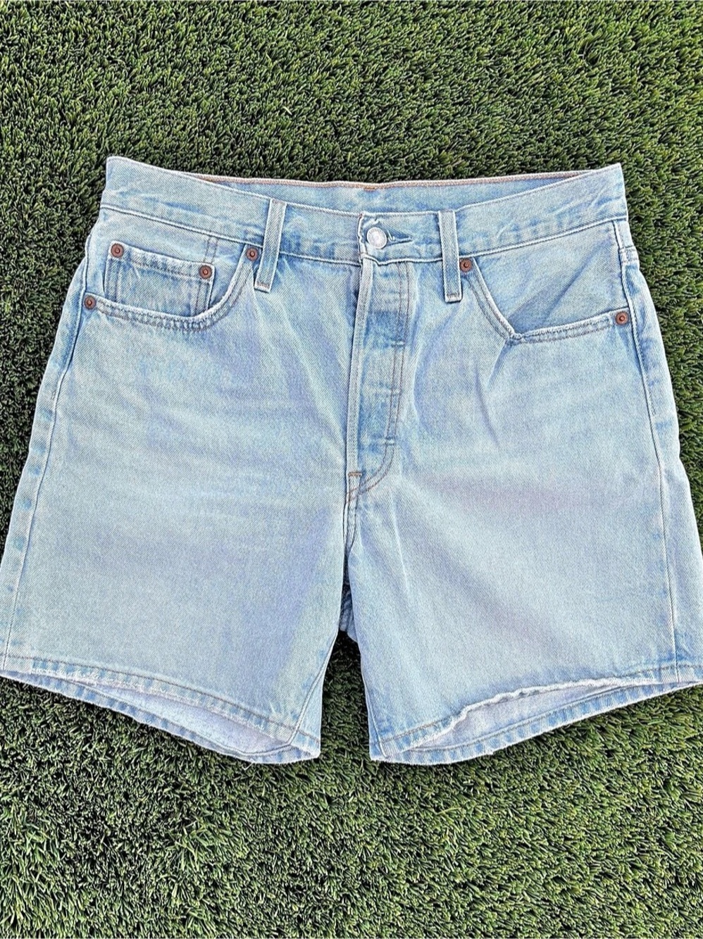Levi's 501 Mid-Thigh Blue Denim Jean Shorts Waist 29in